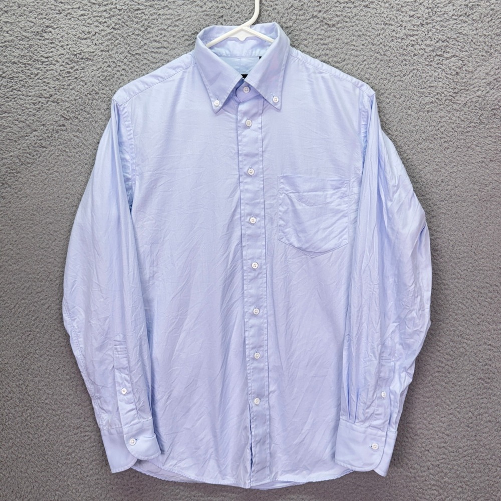Spier & Mackay Shirt Mens 15/33 Light Blue Slim Fit Twill Cotton Button Preppy